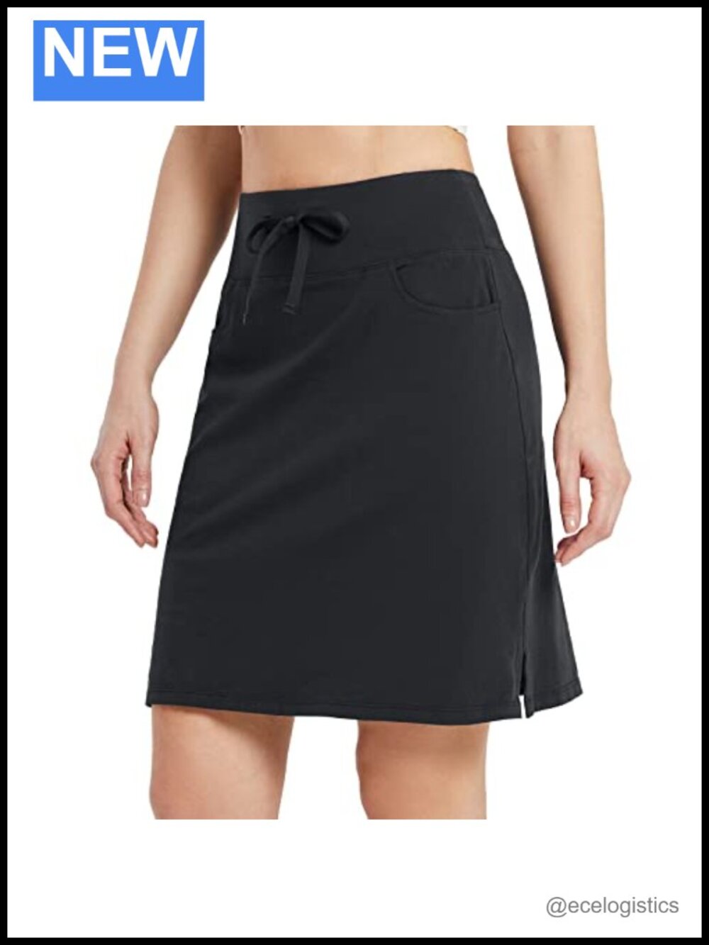 20" Knee Length Cotton High Waist Drawstring Golf Skort with Pockets